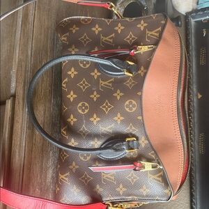Louis Vuitton Monogram Satchel with Red Accents